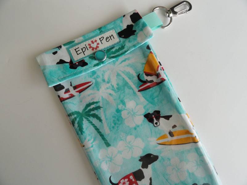 Surfing Dogs Epipen Carrier Durchsichtig Front Swivel Clip Für 2 Allergie-Injektions - Oder Baseninsulin-Medizinerausweis in 4 Größen, Labelwahl Surfing Dogs Epipen Carrier Durchsichtig Front Swivel Clip Für 2 Allergie-Injektions - Oder Baseninsulin-Medizinerausweis in 4 Größen, Labelwahl von OuchPouchShoppe