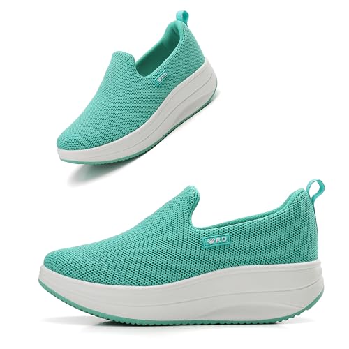 Oude Slip-On-Sneaker für Damen, bequem, orthopädische Schlupfschuhe für Reisen, 5,1 cm Rocker Bottom, Grün 92331, 38.5 EU von Oude