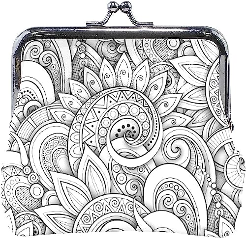 Abstract Floral Art Coin Purse Retro Money Pouch with Kiss-Lock Buckle Wallet Bag Card Holder for Women and Girls von Oudrspo