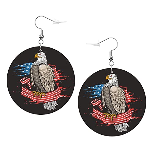 Adler mit amerikanischer Flagge Ohrringe Adler mit amerikanischer Flagge Runder Lederohrring Leichter baumelnder Damen- und Mädchenschmuck, perfekt für den Alltag von Oudrspo