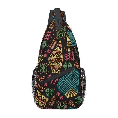 African Mayan Ethnic Pattern Sling Backpack Crossbody Bag, Chest Bag Daypack for Outdoors Hiking Traveling von Oudrspo
