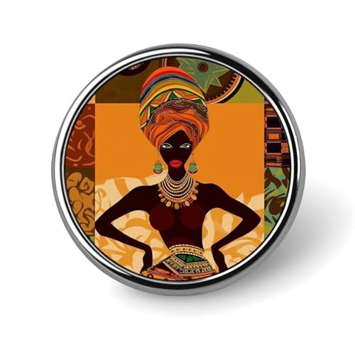 Afrikanische Frauen-Anstecknadel für Männer, Motten-Mode-Brosche – süße Emaille-Anstecker, Anstecknadel aus Aluminiumlegierung für Hüte, Hemden, Taschen, Jacken und Accessoires (2,5 cm runde Ansteckna von Oudrspo