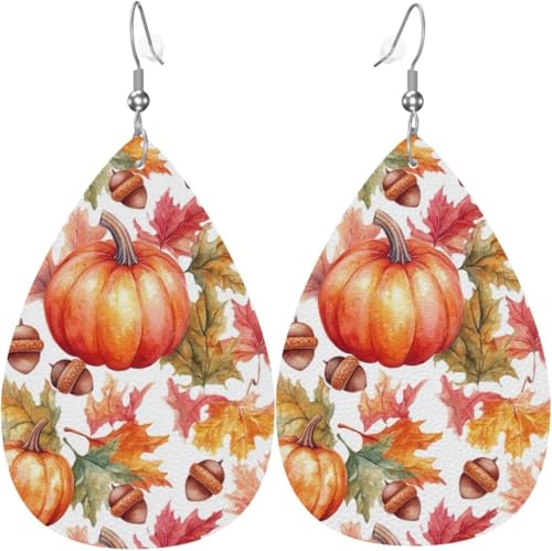 Ahornblatt Kürbis Blume Kürbis Ahornblatt Blume Leder Teardrop Ohrringe für Frauen Dekorationen von Oudrspo