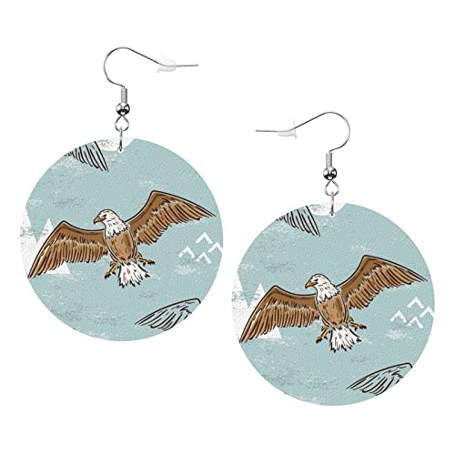 Amerikanischer Weißkopfseeadler-Ohrring, runder Lederohrring, leichter baumelnder Damen- und Mädchen-Schmuck, perfekt für den Alltag von Oudrspo