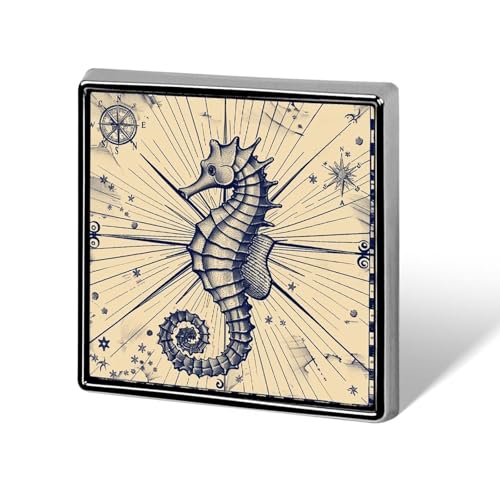 Anstecknadel im Stil einer alten Seekarte mit Katze und Kirsche für Männer und Frauen, quadratische modische Brosche – niedliche Emaille-Anstecker, Anstecknadel aus Aluminiumlegierung für Hüte, Hemden von Oudrspo