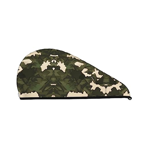 Army Camouflage Coral Velvet Trockenhaarkappe für Frauen, Haarkappen mit Knöpfen zum Trocknen von lockigem, langem und dickem Haar, Anti-Frizz Army Camouflage Coral Velvet Trockenhaarkappe für Frauen, Haarkappen mit Knöpfen zum Trocknen von lockigem, langem und dickem Haar, Anti-Frizz von Oudrspo