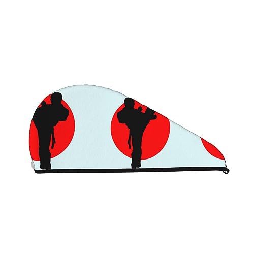 Bade-Duschhaube im Taekwondo-Design für Damen, Korallensamt-Kappe für trockenes Haar, saugfähige, schnell trocknende Handtücher von Oudrspo