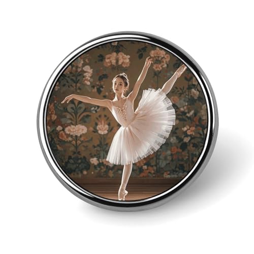 Ballerina-Tanz-Anstecknadel für Männer, Violinennoten, modische Brosche – niedliche Emaille-Anstecker, Anstecknadel aus Aluminiumlegierung für Hüte, Hemden, Taschen, Jacken und Accessoires (runde Anst von Oudrspo