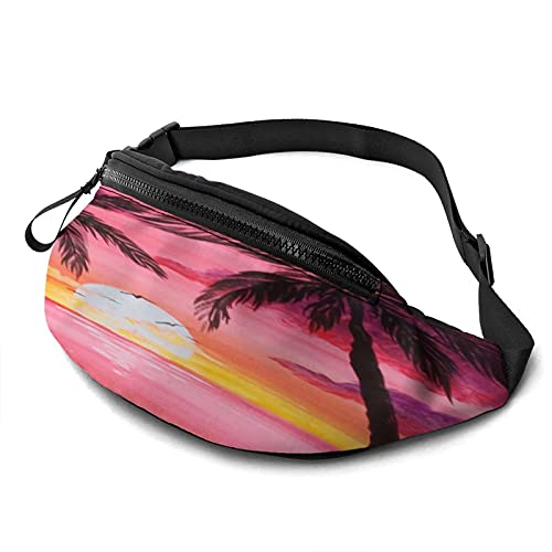 Beach Sunset Fanny Pack für Damen Herren Fashion Gürteltasche Hip Bum Bag mit verstellbarem Gürtel für Reisen im Freien Sport Laufen von Oudrspo