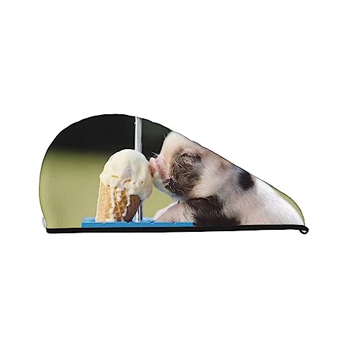 Bedrucktes Haartrockentuch mit Schweinen, die Eis essen, schnell trocknend, saugfähig, Korallensamt, trockene Haarkappe mit festem Knopf zum Trocknen langer, dicker Haare Bedrucktes Haartrockentuch mit Schweinen, die Eis essen, schnell trocknend, saugfähig, Korallensamt, trockene Haarkappe mit festem Knopf zum Trocknen langer, dicker Haare von Oudrspo