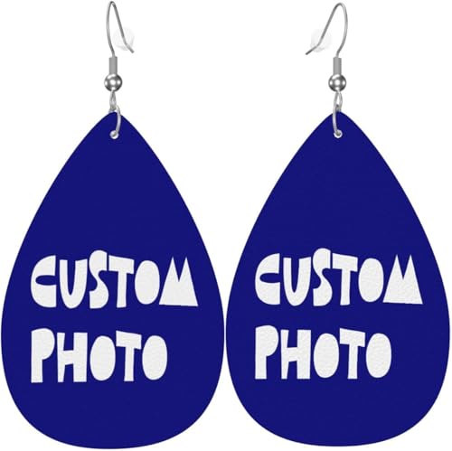 Benutzerdefinierte Bild Bilder Halloween Kürbis mit Flaggen Mond Leder Teardrop Ohrringe für Frauen Dekorationen von Oudrspo