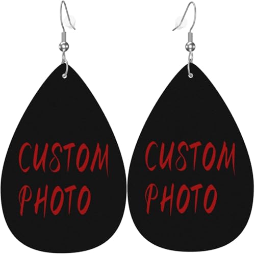 Benutzerdefinierte Bild Foto Design Kürbis Ahornblatt Blume Leder Teardrop Ohrringe für Frauen Dekorationen von Oudrspo