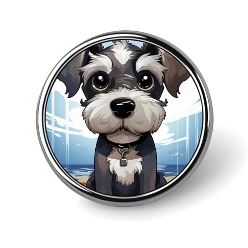 Bezaubernde Schnauzer-Anstecknadel für Männer, modische Mottenbrosche – süße Emaille-Anstecker, Anstecknadel aus Aluminiumlegierung für Hüte, Hemden, Taschen, Jacken und Accessoires (runde Anstecknade von Oudrspo