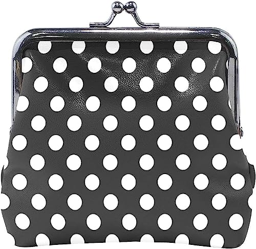 Black and White Dots Coin Purse Retro Money Pouch with Kiss-Lock Buckle Wallet Bag Card Holder for Women and Girls von Oudrspo