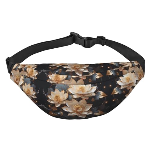 Bohemian Golden Lotus Stilvolle und praktische Gürteltasche für Frauen - Bequeme Gürteltasche für Outdoor-Aktivitäten, Lauf-Gürteltasche, von Oudrspo