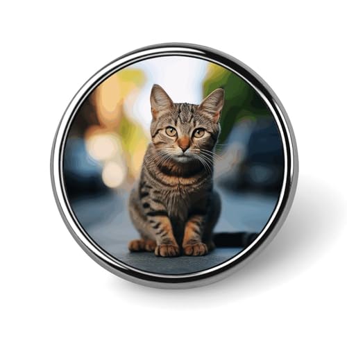 Braun getigertes Kätzchen, runde Brosche, modische Revers-Krawattennadeln, leichte Metallbrosche, Abzeichen für Männer und Frauen, Kostüm, dekoratives Accessoire Braun getigertes Kätzchen, runde Brosche, modische Revers-Krawattennadeln, leichte Metallbrosche, Abzeichen für Männer und Frauen, Kostüm, dekoratives Accessoire von Oudrspo