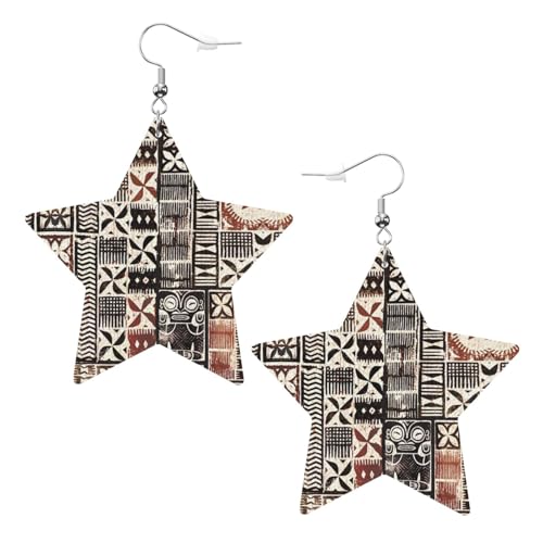 Braune Schlammtuch-Lederohrringe, leichte Sternform-Ohrhänger für Frauen von Oudrspo
