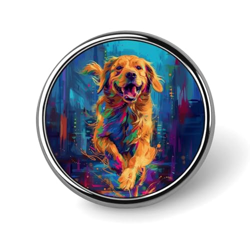 Bunte, fröhliche Golden Retriever-Brosche, runde Anstecknadel, Anstecknadel, Revers, Krawattennadel für Damen und Herren, Büroangestellte, Lehrer, Dekoration Bunte, fröhliche Golden Retriever-Brosche, runde Anstecknadel, Anstecknadel, Revers, Krawattennadel für Damen und Herren, Büroangestellte, Lehrer, Dekoration von Oudrspo