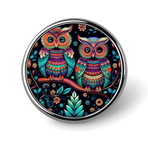 Bunte Anstecknadel mit Eulenbildern für Männer, modische Brosche mit Flamingo und Blättern – süße Emaille-Anstecker, Anstecknadel aus Aluminiumlegierung für Hüte, Hemden, Taschen, Jacken und Accessoir von Oudrspo