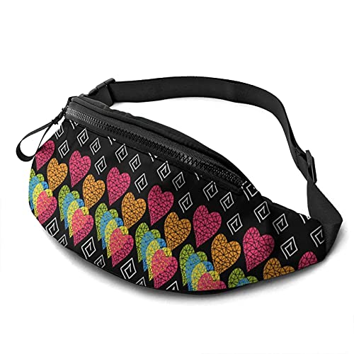 Bunte Aquarellherzen Gürteltasche für Frauen Mann Sport Hüfttasche verstellbare Workout Hüfttasche von Oudrspo