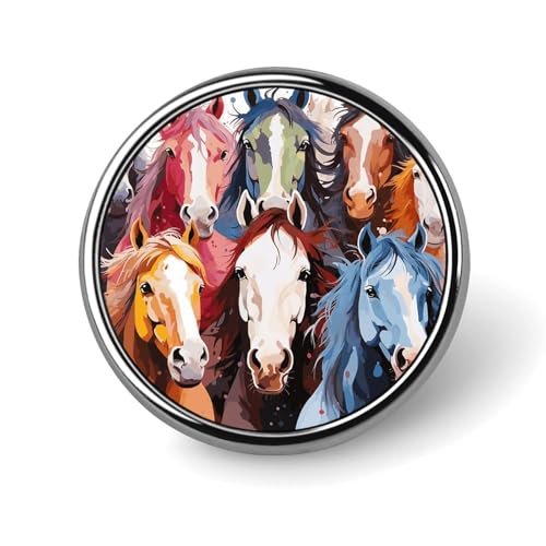 Bunte Cartoon-Pferde, runde Anstecker, modische Revers-Krawattennadeln, leichte Metallbrosche, Anstecker für Männer und Frauen, Kostüm, dekoratives Accessoire Bunte Cartoon-Pferde, runde Anstecker, modische Revers-Krawattennadeln, leichte Metallbrosche, Anstecker für Männer und Frauen, Kostüm, dekoratives Accessoire von Oudrspo