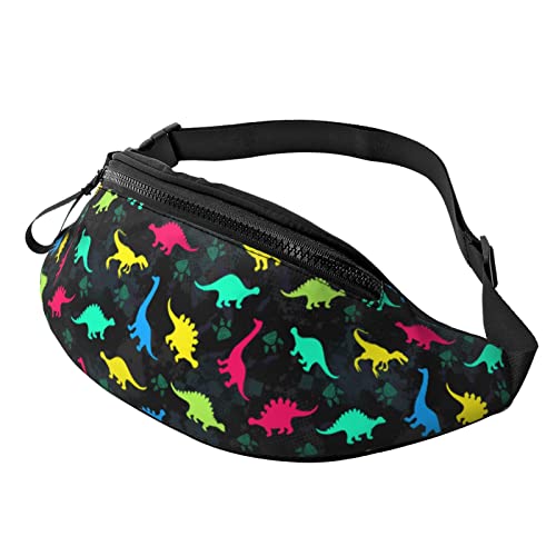 Bunte Dinosaurier-Hüfttasche/Gürteltasche, Outdoor-Sport, Freizeit, Umhängetasche, Brusttaschen für Männer und Frauen von Oudrspo