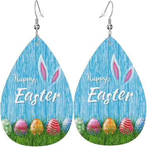 Bunte Eier Kürbis Ahornblatt Blume Leder Teardrop Ohrringe für Frauen Dekorationen von Oudrspo