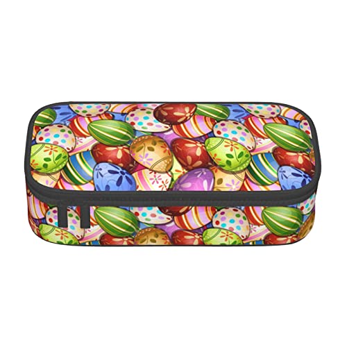 Bunte Eier Ostern Vintage Spezielles Federmäppchen für Mädchen und Jungen, Federmäppchen mit großem Fassungsvermögen, Federmäppchen für Studenten, Schreibwaren, Federmäppchen, Federmäppchen mit Reiß von Oudrspo