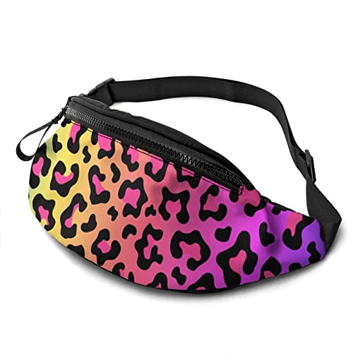 Bunte Leoparden-Gürteltasche, lässige Gürteltasche mit verstellbarem Gürtel, Gürteltaschen für Männer, Frauen, Reisen, Sport, Laufen von Oudrspo