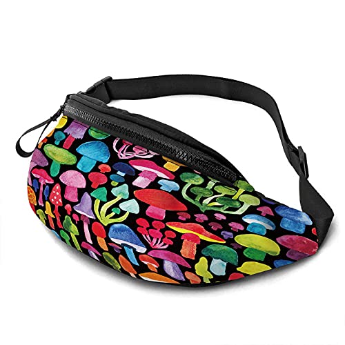 Bunte Pilze Gürteltasche Sammlung von AgaricBoletus Pfifferling Sport Gürteltasche Reisetasche für Männer Frauen Training lässig freihändig 13,7 "x 5,5 von Oudrspo