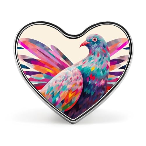 Bunte modische Taubenbrosche – Zwei Phönixe im Winter, 2,5 cm, süße Emaille-Herz-Anstecker, Metall-Anstecknadeln für Männer und Frauen, dekorative Metall-Anstecknadel für Hüte, Hemden, Taschen, Jacken von Oudrspo