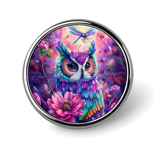 Bunte psychedelische Eule, runde Brosche, Anstecknadel, Revers, Krawattennadel für Damen und Herren, Büroangestellte, Lehrer, Dekoration Bunte psychedelische Eule, runde Brosche, Anstecknadel, Revers, Krawattennadel für Damen und Herren, Büroangestellte, Lehrer, Dekoration von Oudrspo