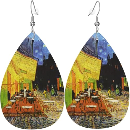Cafe Terrace Kürbis-Ahornblatt-Blumen-Leder-Tropfenohrringe für Frauen-Dekorationen von Oudrspo