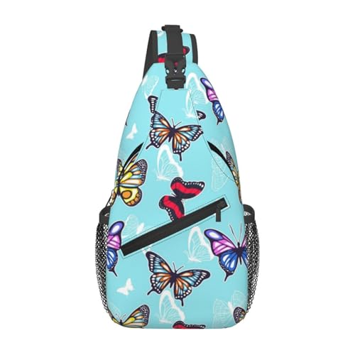 Cartoon Butterfly Butterfly Sling Bag Cartoon Flower Butterfly Backpack Shoulder Chest Bag For Men Women Hiking Travel Crossbody Daypack von Oudrspo