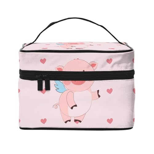 Cartoon Flying Pig Makeup Organizer - Große Reise-Kosmetiktasche für skurrilen Stil von Oudrspo
