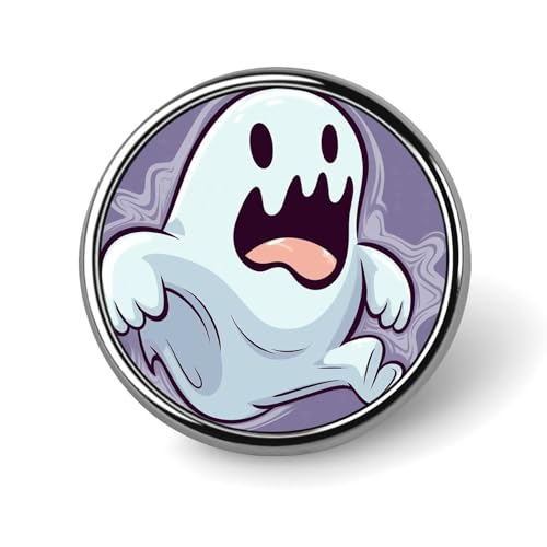 Cartoon-Geist-Anstecknadel für Männer, Cartoon-Geist-Modebrosche – süße Emaille-Anstecker, Metall-Anstecknadel aus Aluminiumlegierung für Hüte, Hemden, Taschen, Jacken und Accessoires (runde Ansteckna von Oudrspo
