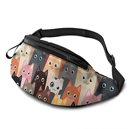 Cartoon Katze Gürteltasche Lässige Gürteltasche mit verstellbarem Gürtel Gürteltaschen für Männer Frauen Reisen Sport Laufen von Oudrspo