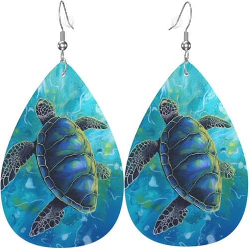 Cartoon Meeresschildkröte Kürbis Ahornblatt Blume Leder Teardrop Ohrringe für Frauen Dekorationen von Oudrspo