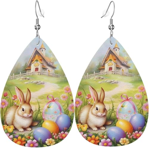 Cartoon Osterhase Kürbis Ahornblatt Blume Leder Teardrop Ohrringe für Frauen Dekorationen von Oudrspo