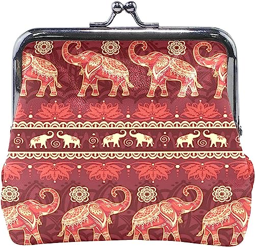 Chic Ethnic Elephants Coin Purse Retro Money Pouch with Kiss-Lock Buckle Wallet Bag Card Holder for Women and Girls von Oudrspo