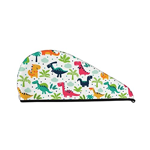 Cifeprak Haarhandtuch mit Cartoon-Dinosaurier-Muster, Haartrockentuch mit Knopf, Korallensamt-Haarhandtuch, Turban-Mütze für trockenes Haar, Bade- und Duschhaarkappe Cifeprak Haarhandtuch mit Cartoon-Dinosaurier-Muster, Haartrockentuch mit Knopf, Korallensamt-Haarhandtuch, Turban-Mütze für trockenes Haar, Bade- und Duschhaarkappe von Oudrspo