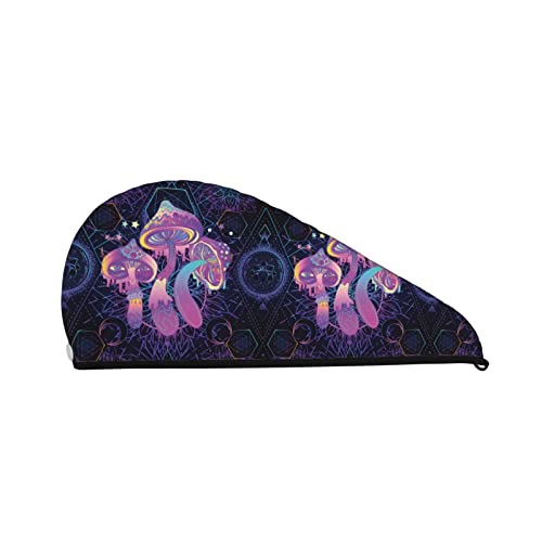 Cifeprak Magic Mushrooms Psychedelic Art Pattern Haarhandtuchwickel, Haartrocknungstuch mit Knopf, Korallensamt-Haarhandtuch, Turbanhut für trockenes Haar, Bade- und Duschhaarkappe Cifeprak Magic Mushrooms Psychedelic Art Pattern Haarhandtuchwickel, Haartrocknungstuch mit Knopf, Korallensamt-Haarhandtuch, Turbanhut für trockenes Haar, Bade- und Duschhaarkappe von Oudrspo