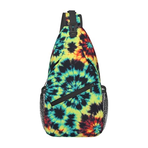 Colorful Tie Dye Sling Backpack Crossbody Bag, Chest Bag Daypack for Outdoors Hiking Traveling von Oudrspo