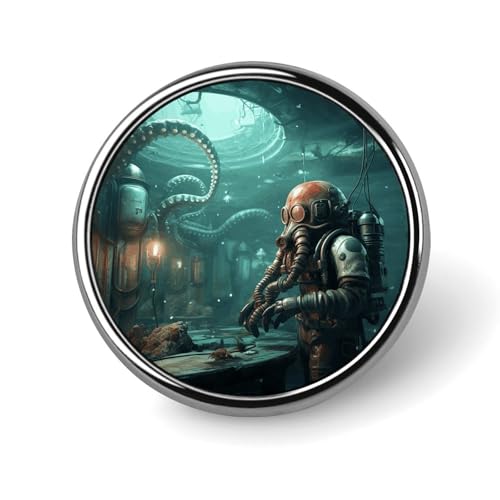 Coole runde Brosche mit Oktopus-Taucher-Motiv, modische Revers-Krawattennadeln, leichte Metallbrosche, Abzeichen für Männer und Frauen, Kostüm, dekoratives Accessoire Coole runde Brosche mit Oktopus-Taucher-Motiv, modische Revers-Krawattennadeln, leichte Metallbrosche, Abzeichen für Männer und Frauen, Kostüm, dekoratives Accessoire von Oudrspo
