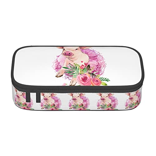 Cute Farm Animal Piggy Spezielles Federmäppchen für Mädchen und Jungen, Federmäppchen mit großem Fassungsvermögen, Federmäppchen, Stiftebeutel für Studenten, Schreibwaren, Federmäppchen mit Reißvers von Oudrspo