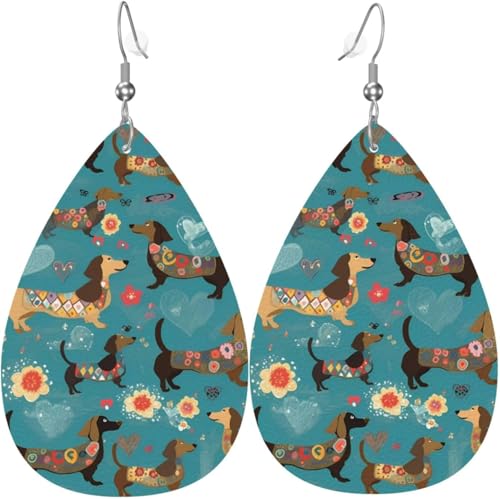 Dackel Blumen Kürbis Ahornblatt Blume Leder Teardrop Ohrringe für Frauen Dekorationen von Oudrspo