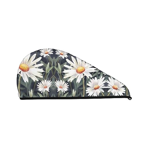 Daisy Bath Duschhaube für Frauen, Korallensamt-Kappe für trockenes Haar, saugfähige, schnell trocknende Handtücher von Oudrspo