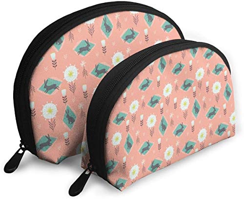 Damen Bunny Hop Reise-Kosmetiktaschen, wasserdicht, 2-teilig, Make-up-Clutch, Kosmetik- und Toilettenartikel-Organizer, tragbare Reise-Kulturtasche für Mädchen von Oudrspo