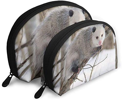 Damen Opossum im Schnee Reise-Kosmetiktaschen, wasserdicht, 2-teilig, Make-up-Clutch, Kosmetik- und Toilettenartikel-Organizer, tragbare Reise-Kulturtasche für Mädchen von Oudrspo