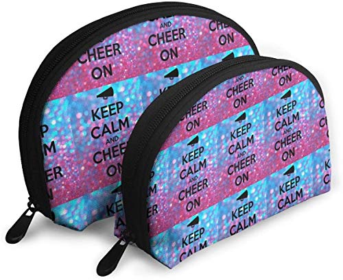 Damen Reise-Kosmetiktasche „Keep Calm and Cheer On“, wasserdicht, 2-teilig, Make-up-Clutch, Kosmetik- und Toilettenartikel-Organizer, tragbare Reise-Kulturtasche für Mädchen von Oudrspo